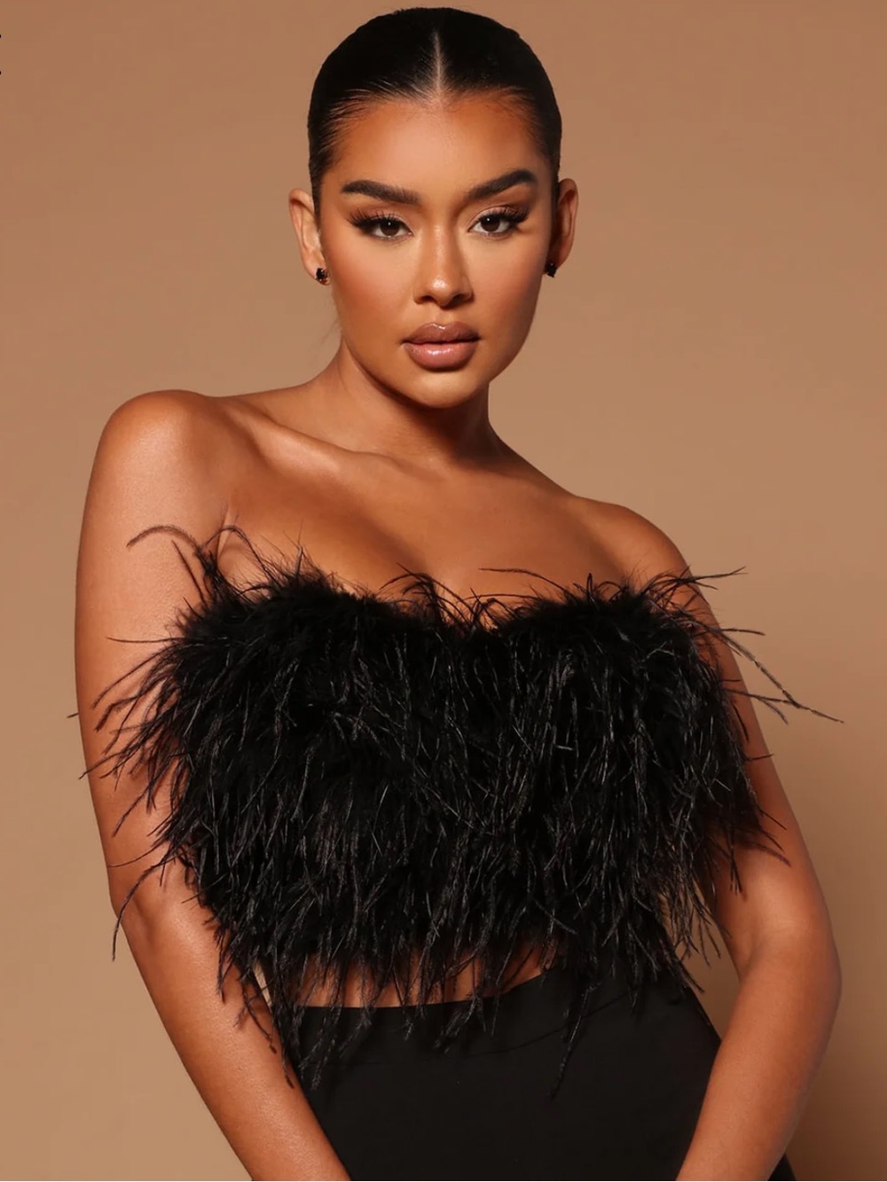 Fashion nova Asalia Feathered Top Small